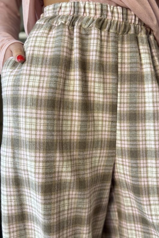 Patrick Plaid Brushed Cotton Demi Bloom Pant Mocha Blush